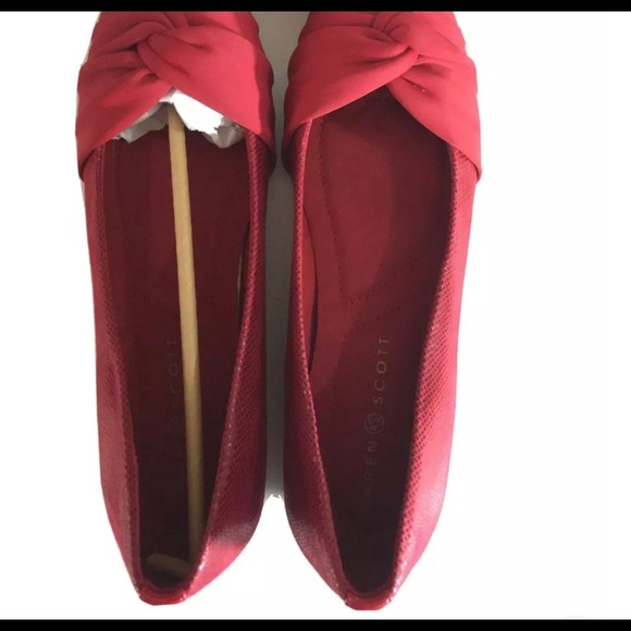 Sold-Karen Scott Flats Dark Red Leather Satin Bow Sz 7.5 - Picture 5 of 10